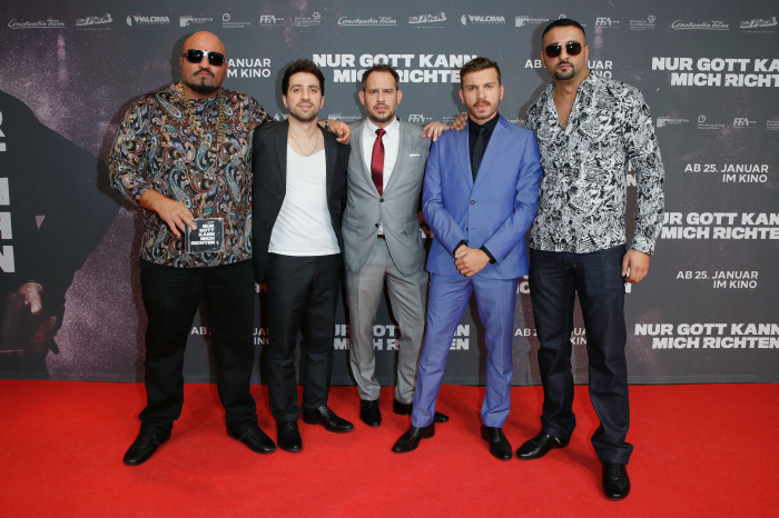 Rapper Xatar, Regisseur Özgür Yildirim, Moritz Bleibtreu, Schauspieler Edin Hasanovic, Rapper SSIO © Matthias Bolliger / Constantin Film